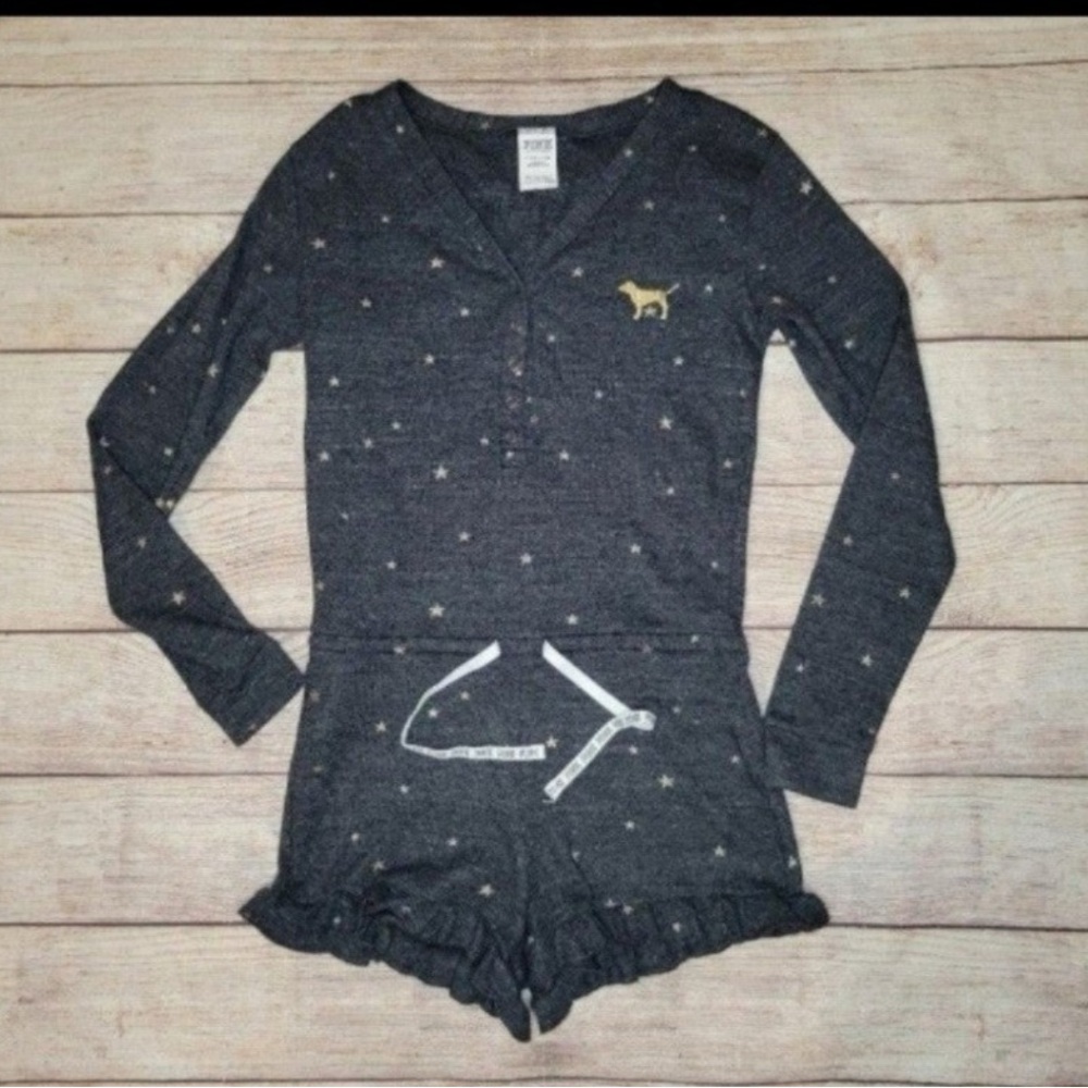 PINK Victoria's Secret Charcoal Star Pajama Set